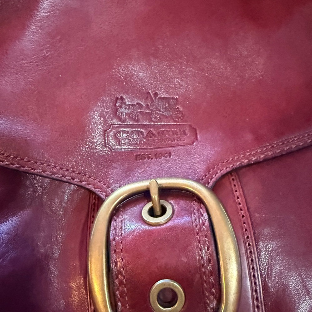 Coach Burgundy Leather Shoulder Bag - Picture 3 of 5